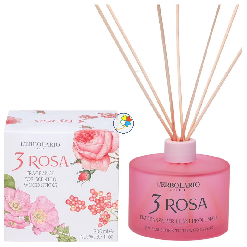 3 ROSAS AMBIENTADOR MIKADO 200ML L`ERBOLARIO
